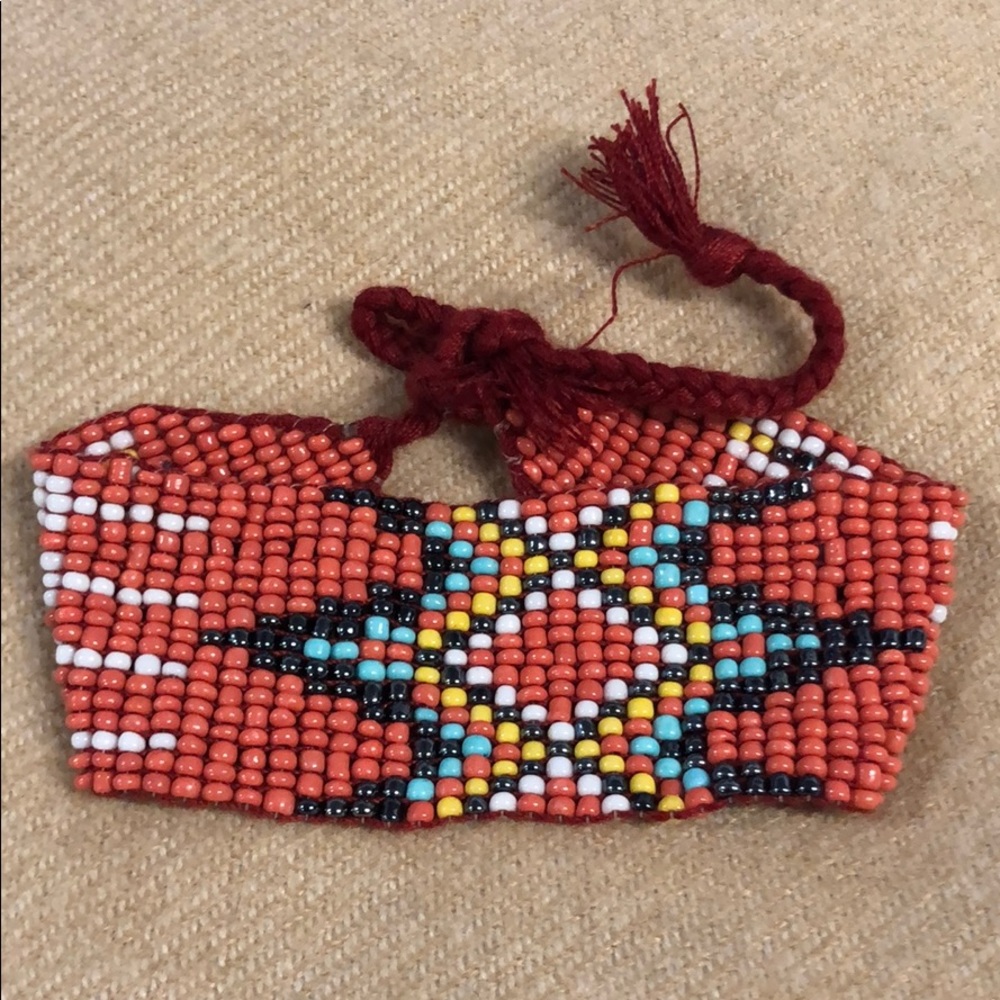 Beaded cuff tie bracelet